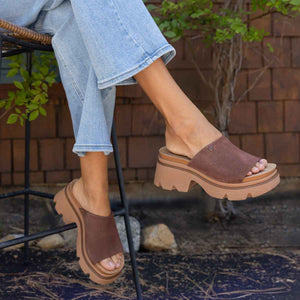 Reef Vista Luxe Evie Brown Black כפכפי פלטפורמה לנשים