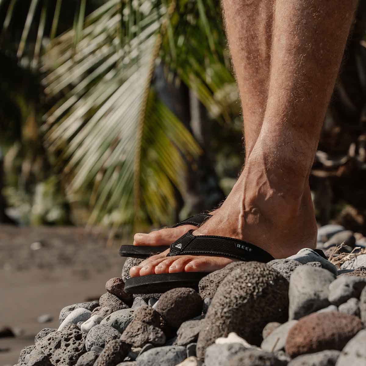 כפכפי גברים Fanning Black Silver