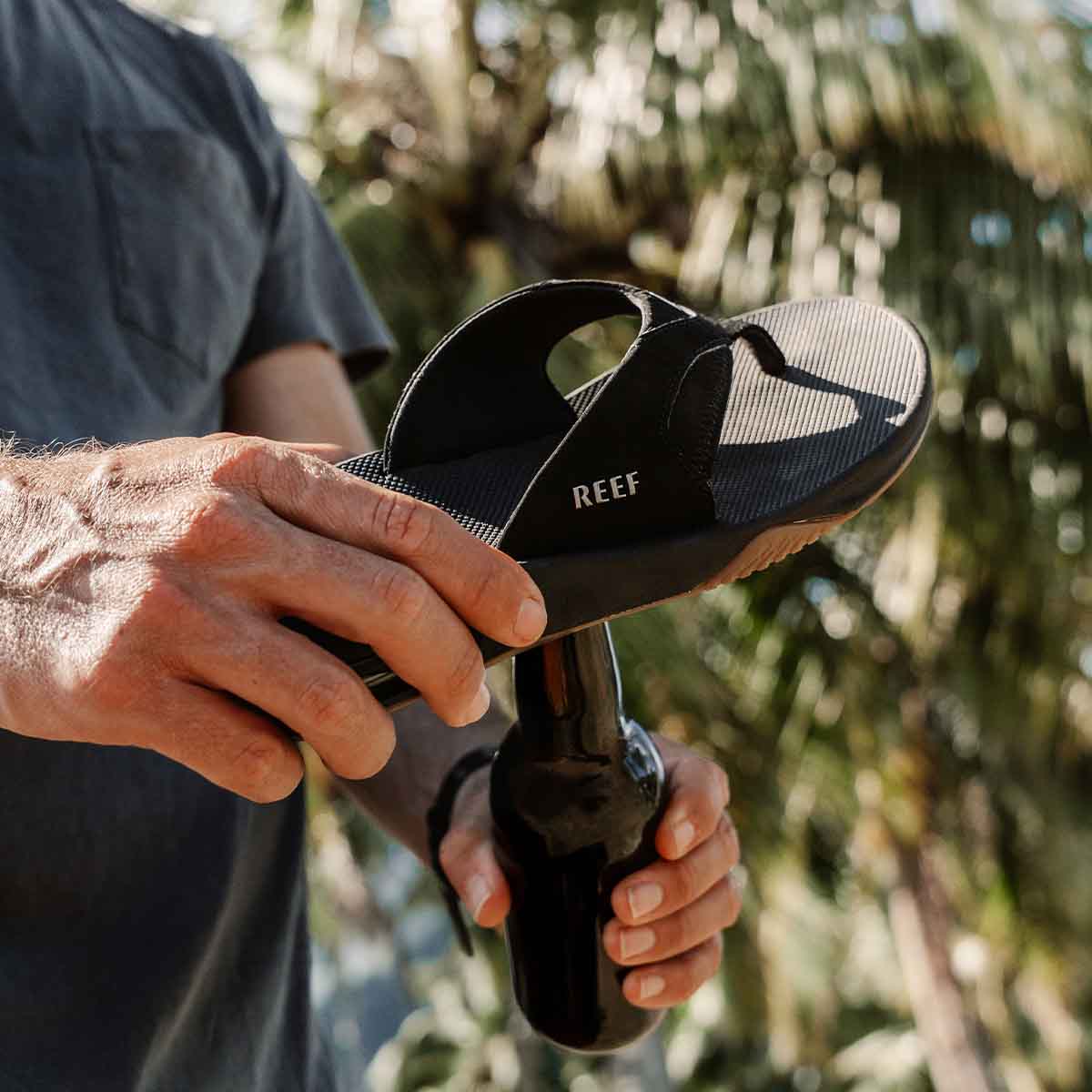 כפכפי גברים Fanning Black Silver