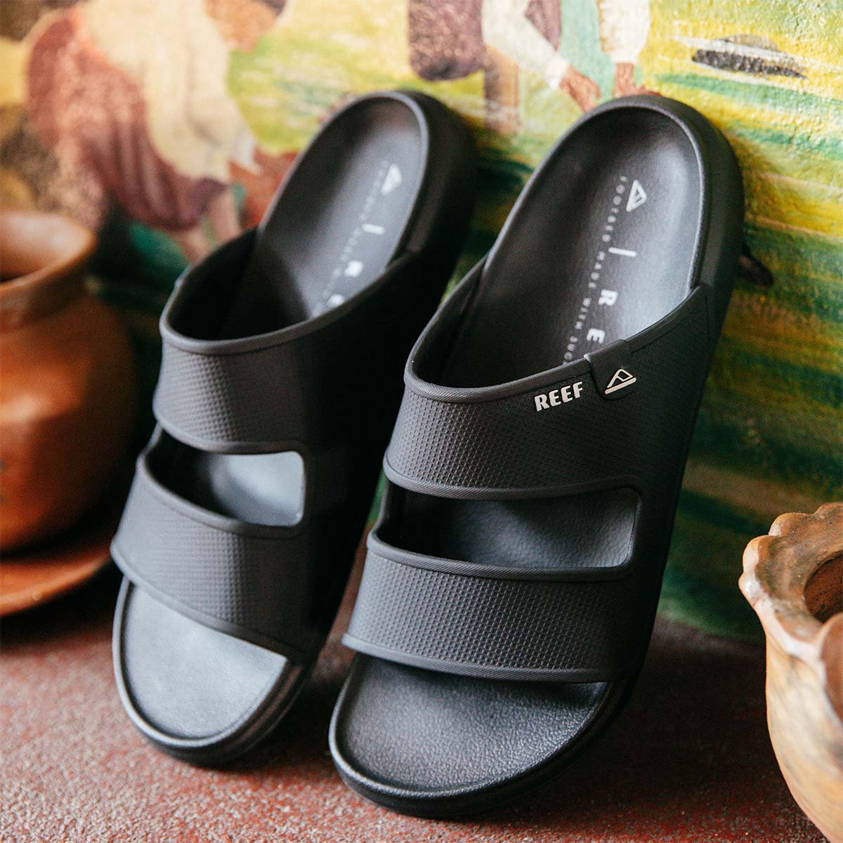 כפכפי גברים Oasis Double Up Black